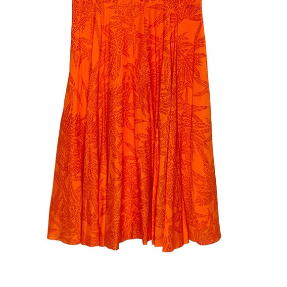 Diane von Furstenberg XS Orange Silk Midi Fit Flare Print Dress Sleeveless *flaw - Picture 6 of 10